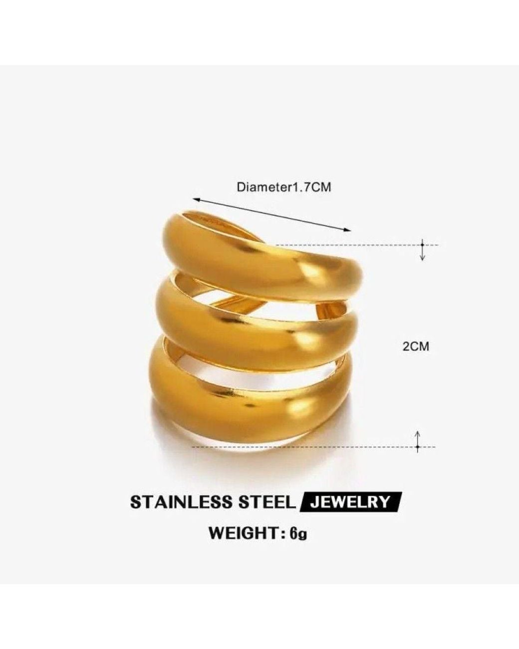 The Colourful Aura Brown Chunky Triple Dome Adjustable Stacked Wide Band Ring