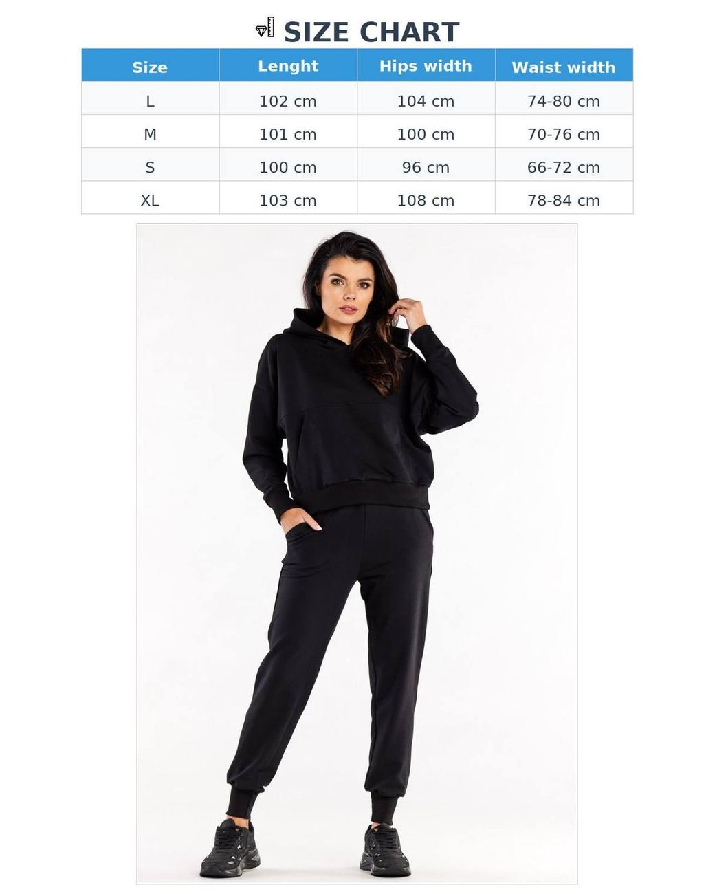 Love Lace Black Straight Sweatpants With Elastic Waist Rib Cuffs