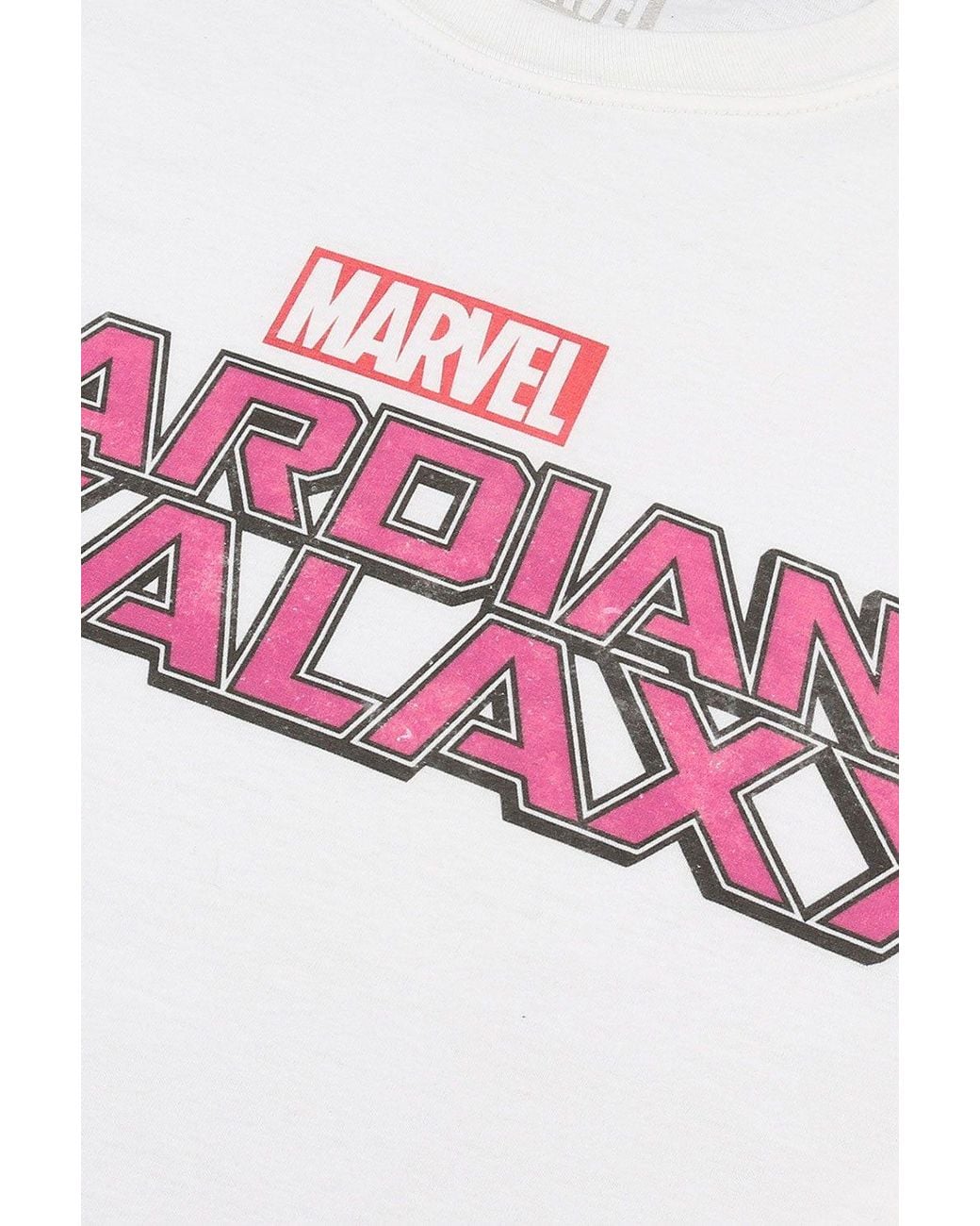 Marvel White Gotg Text Logo Cotton T-Shirt for men