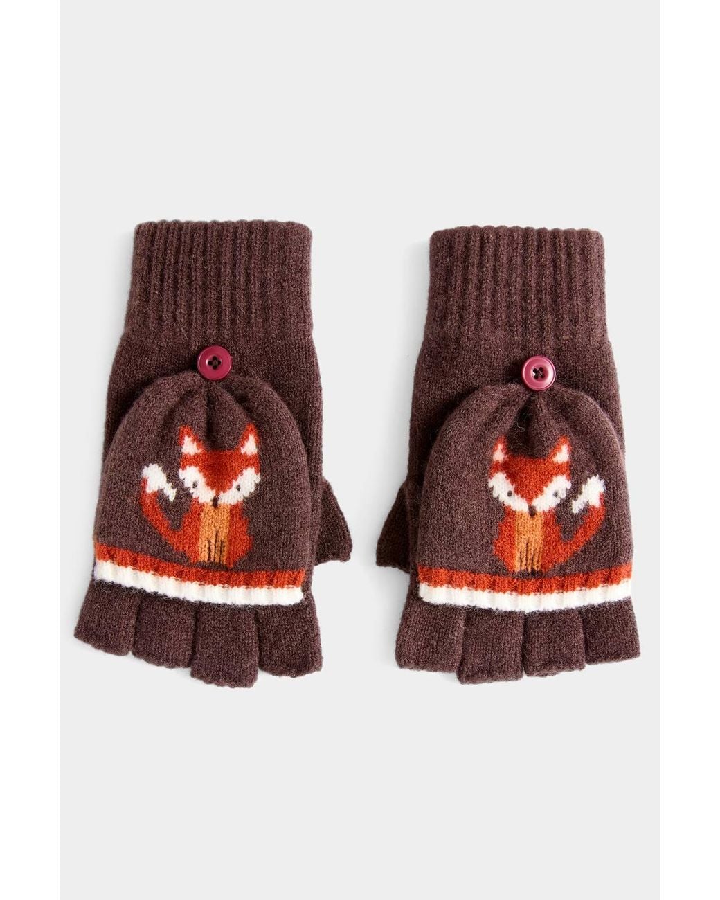 Joe Browns Red Cosy As A Fox Knitted Gloves