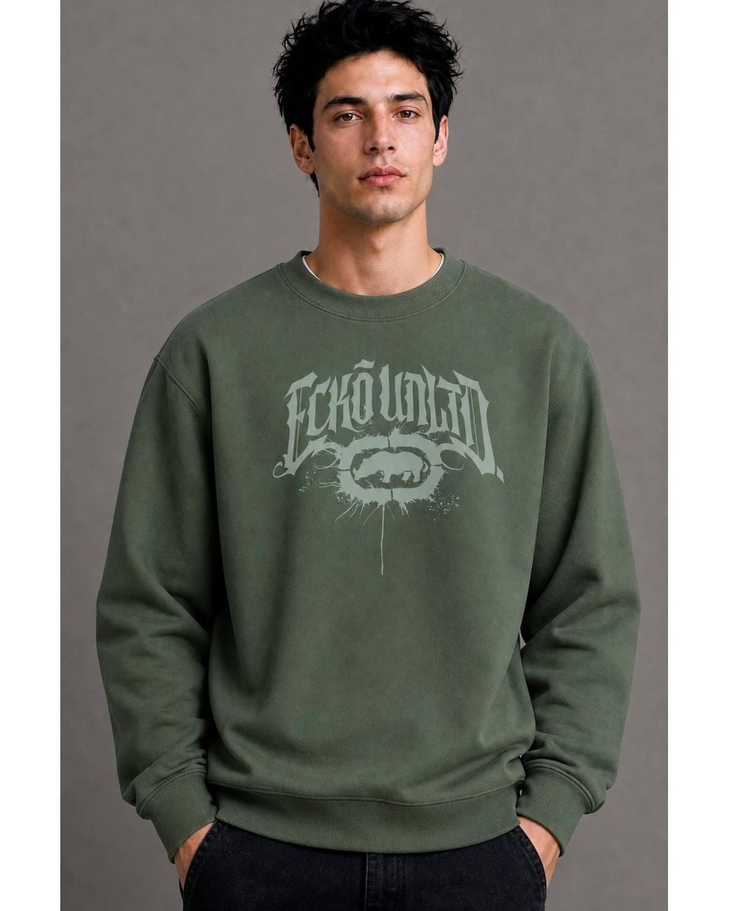 Ecko' Unltd Green Gothic Graffiti Sweatshirt for men
