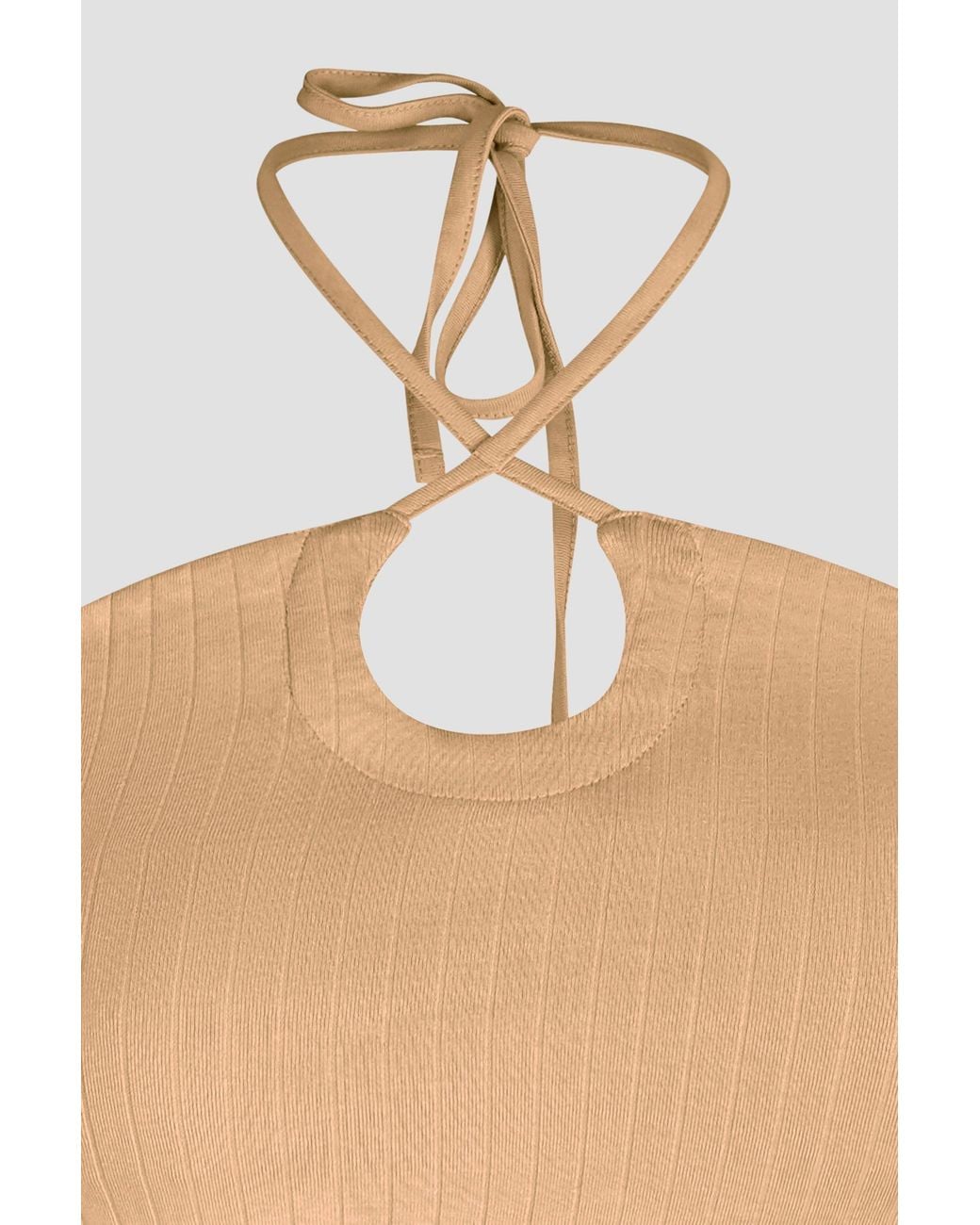 Enorsia Blue Halter Neck Ribbed Cami Vest Top