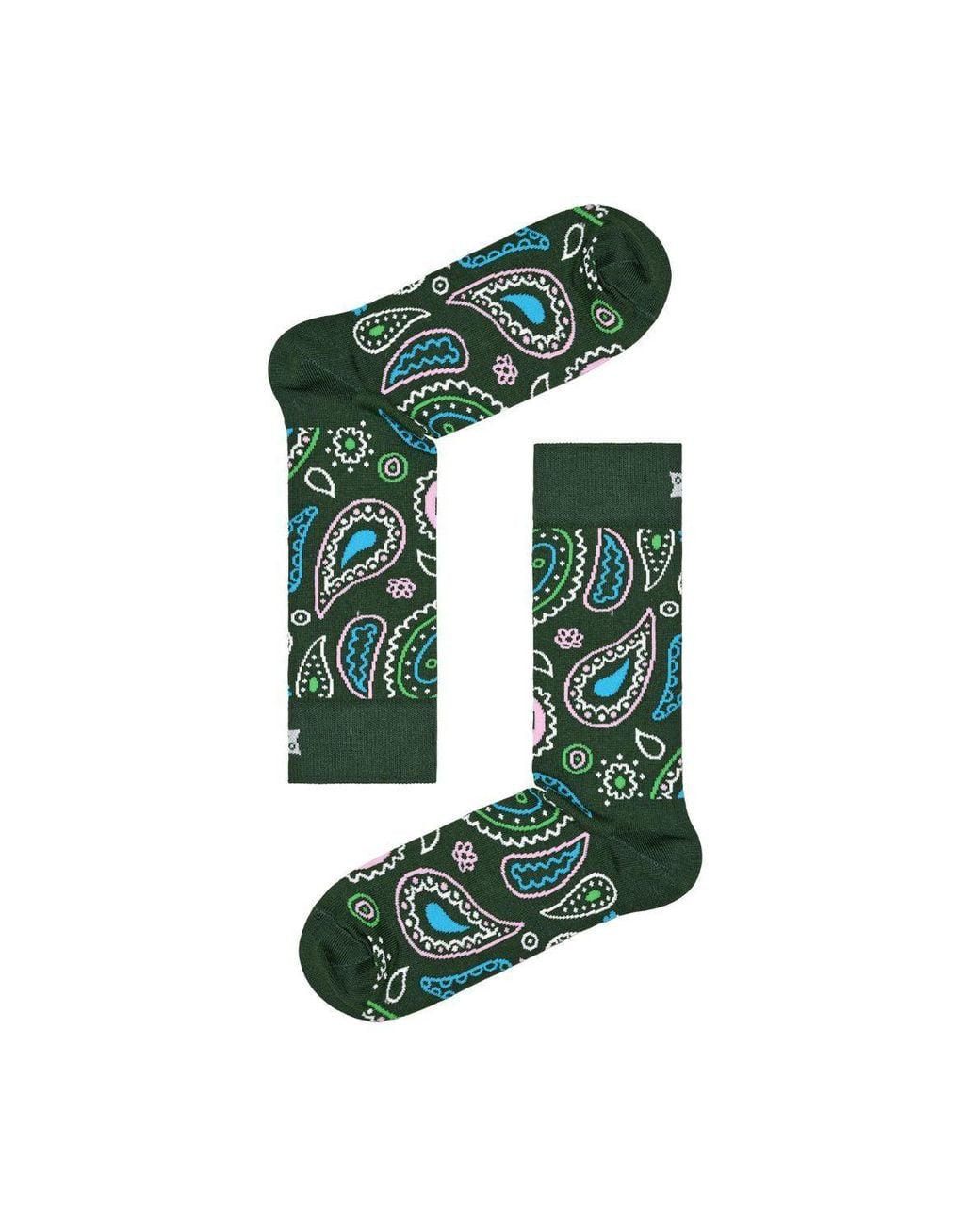 Happy Socks Green 1 Pack & Cotton Paisley Design Socks for men