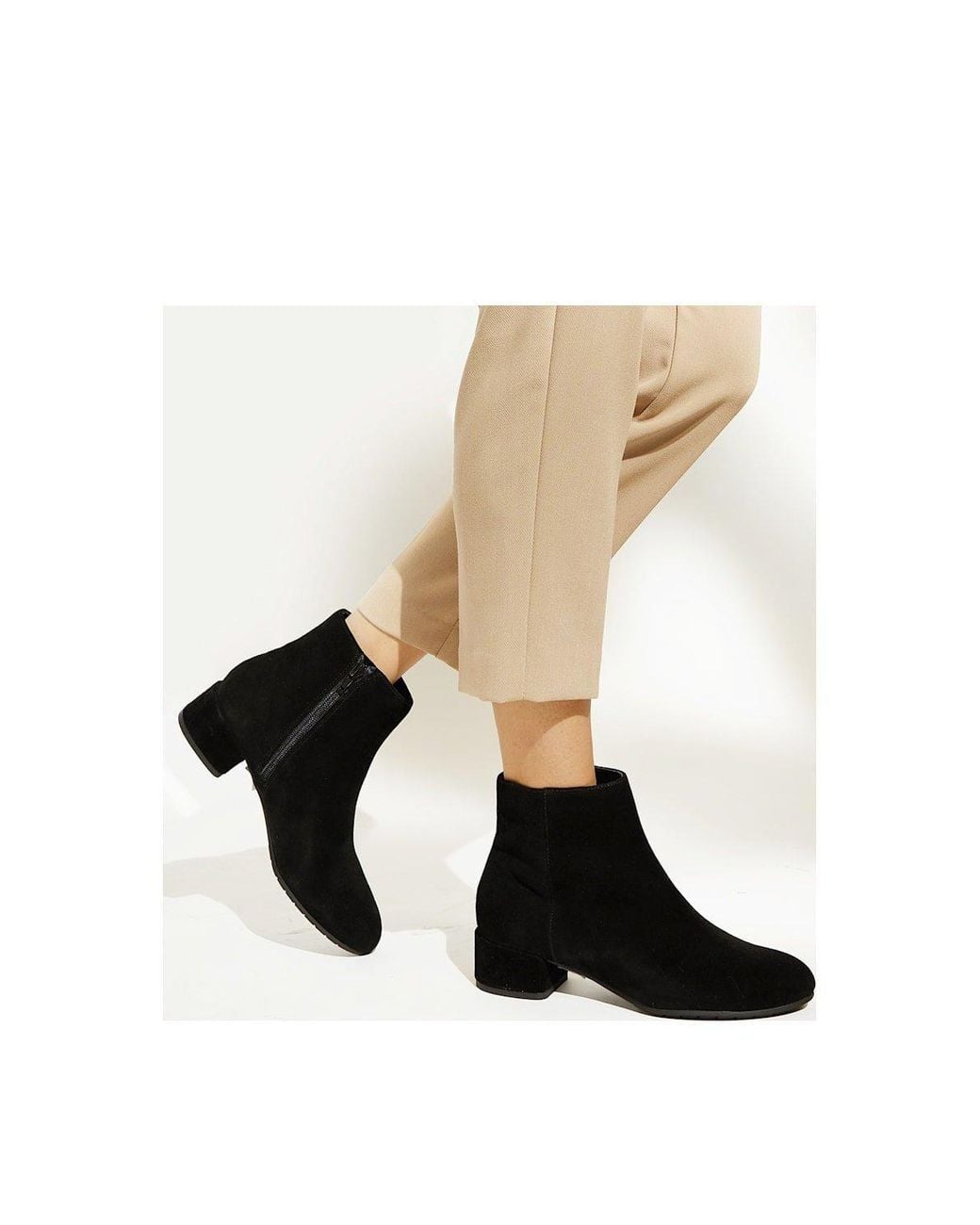 Dune Black Wide Fit 'Pippie' Suede Ankle Boots