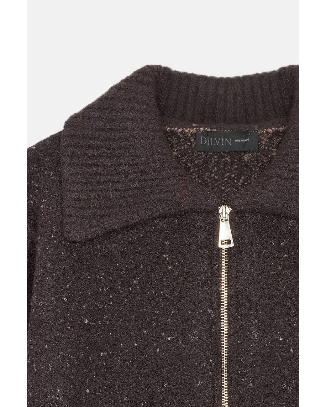 Dilvin Brown Wool-Blend Cardigan