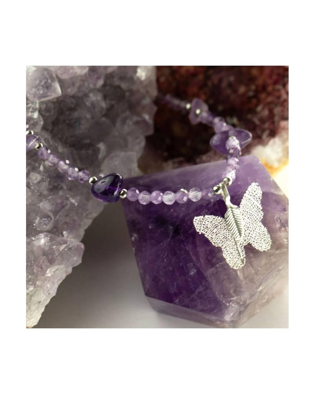 KDMD Purple Nymph Amethyst Gemstone Necklace