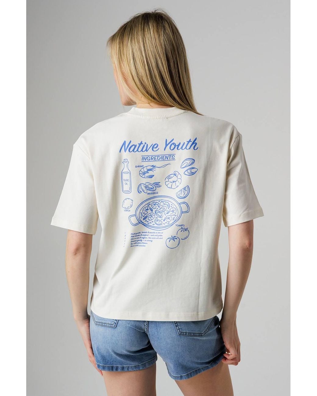 Native Youth Gray Cotton Crew Neck Graphic Short Sleeve T-Shirt
