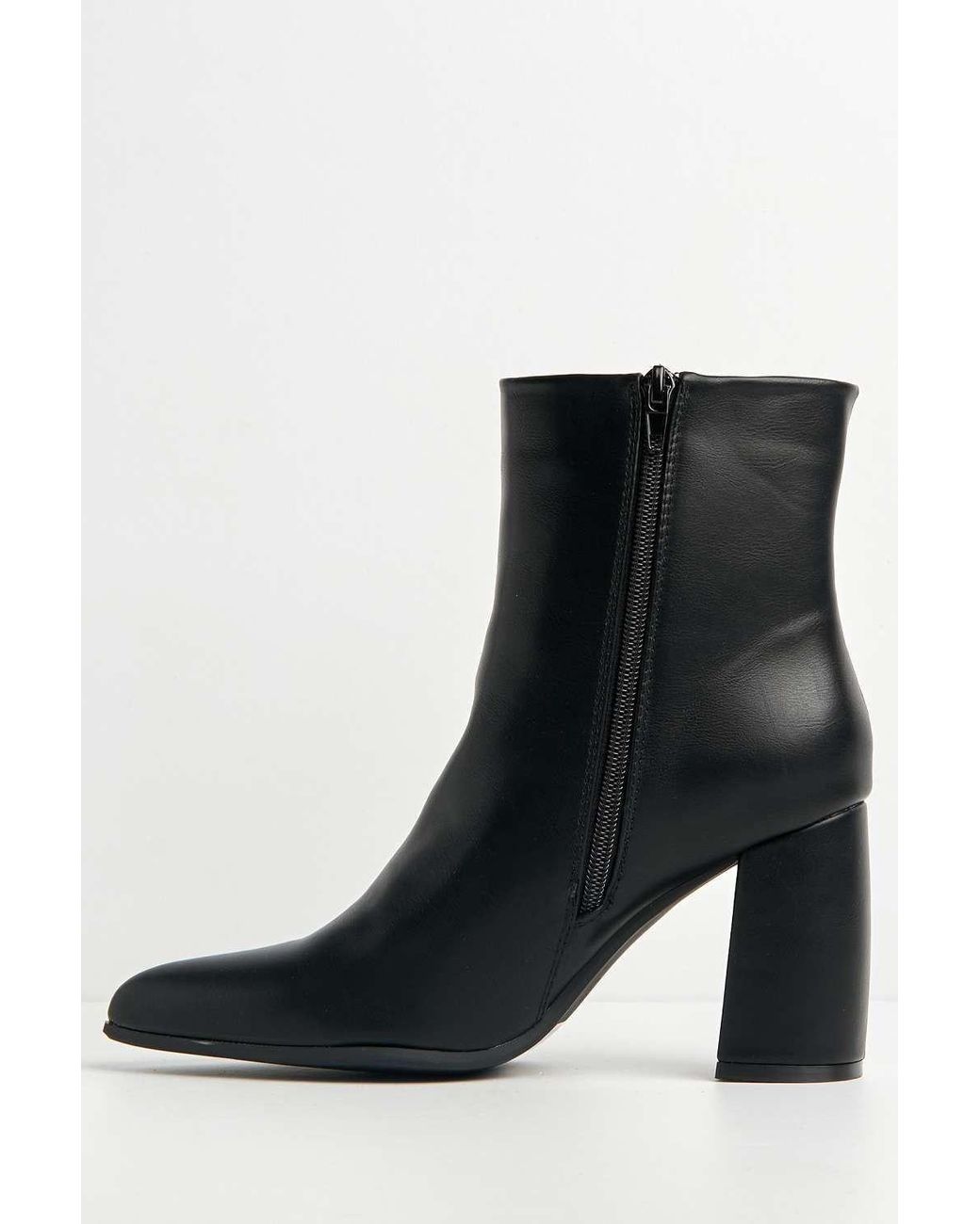 Miss Diva Black Billie Pointed Toe Block Heel Ankle Boots