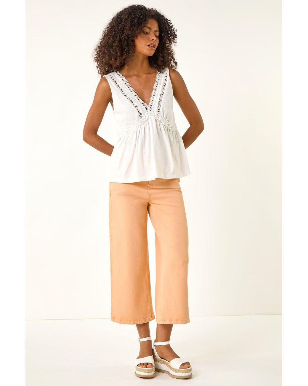 D.u.s.k White Denim Pocket Detail Wide Leg Culotte