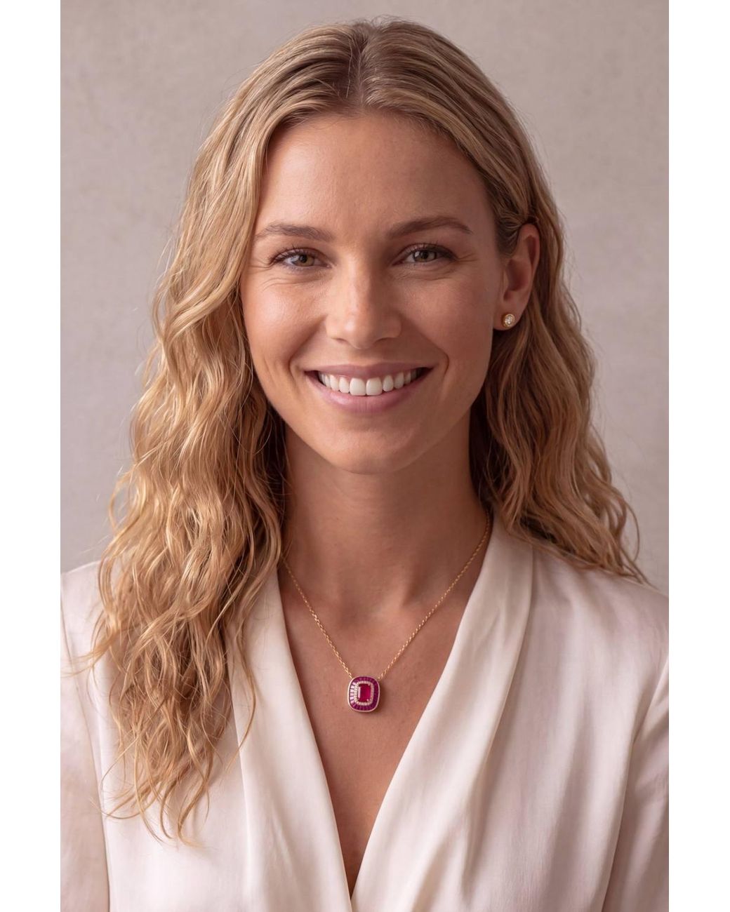 Latelita London Pink Great Gatsby Ruby Pendant Necklace