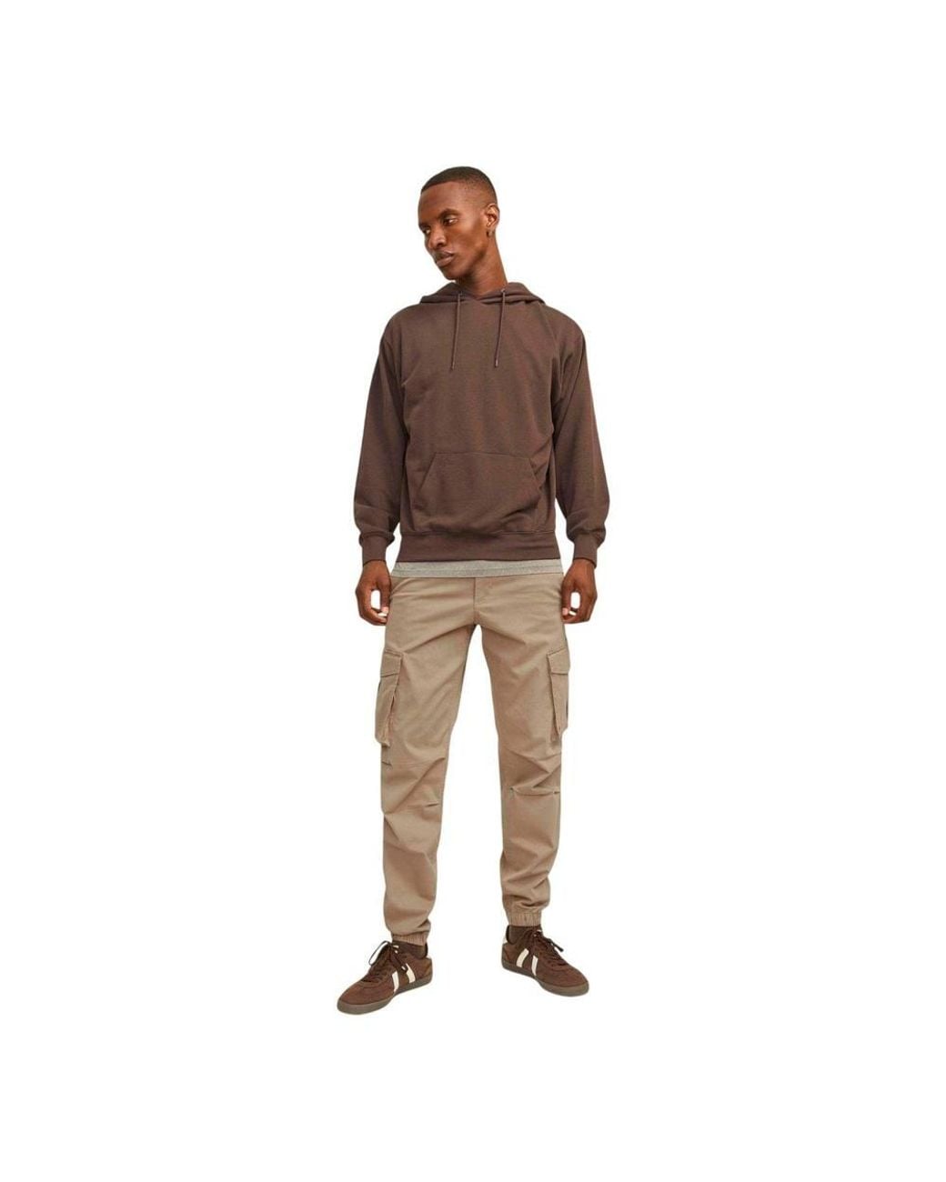 Jack & Jones Brown Plain Cargo Trousers for men