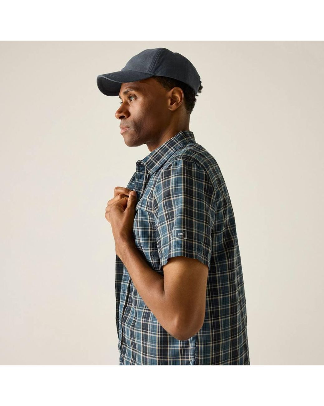 Regatta Blue Mindano Short Sleeved Check Shirt for men