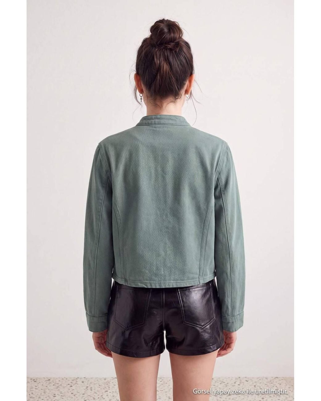 WOVCOR Gray Long Sleeve Hook Closure Denim Jacket