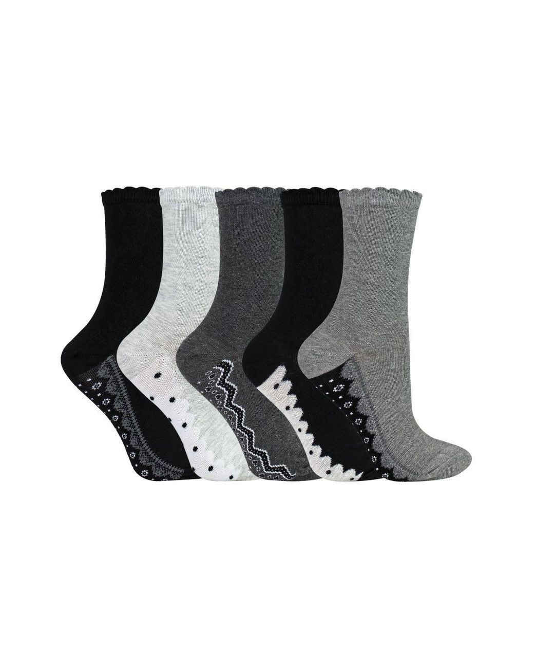 Sock Snob Black 5 Pairs Lace Effect Footbed Socks