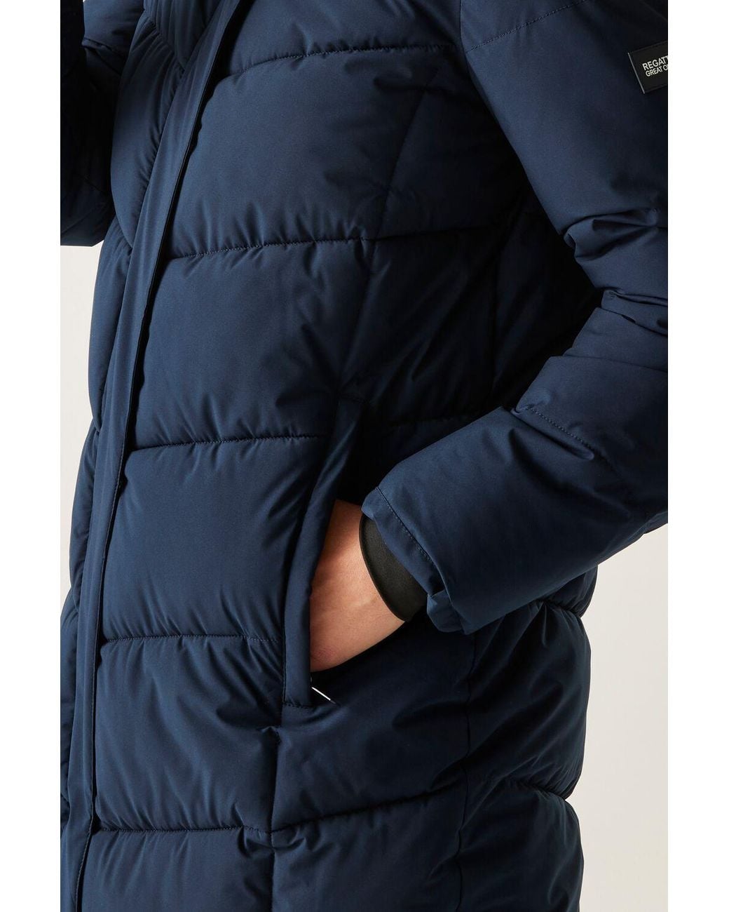 Regatta Blue Eloria Longline Hooded Insulating Quilted Jacket
