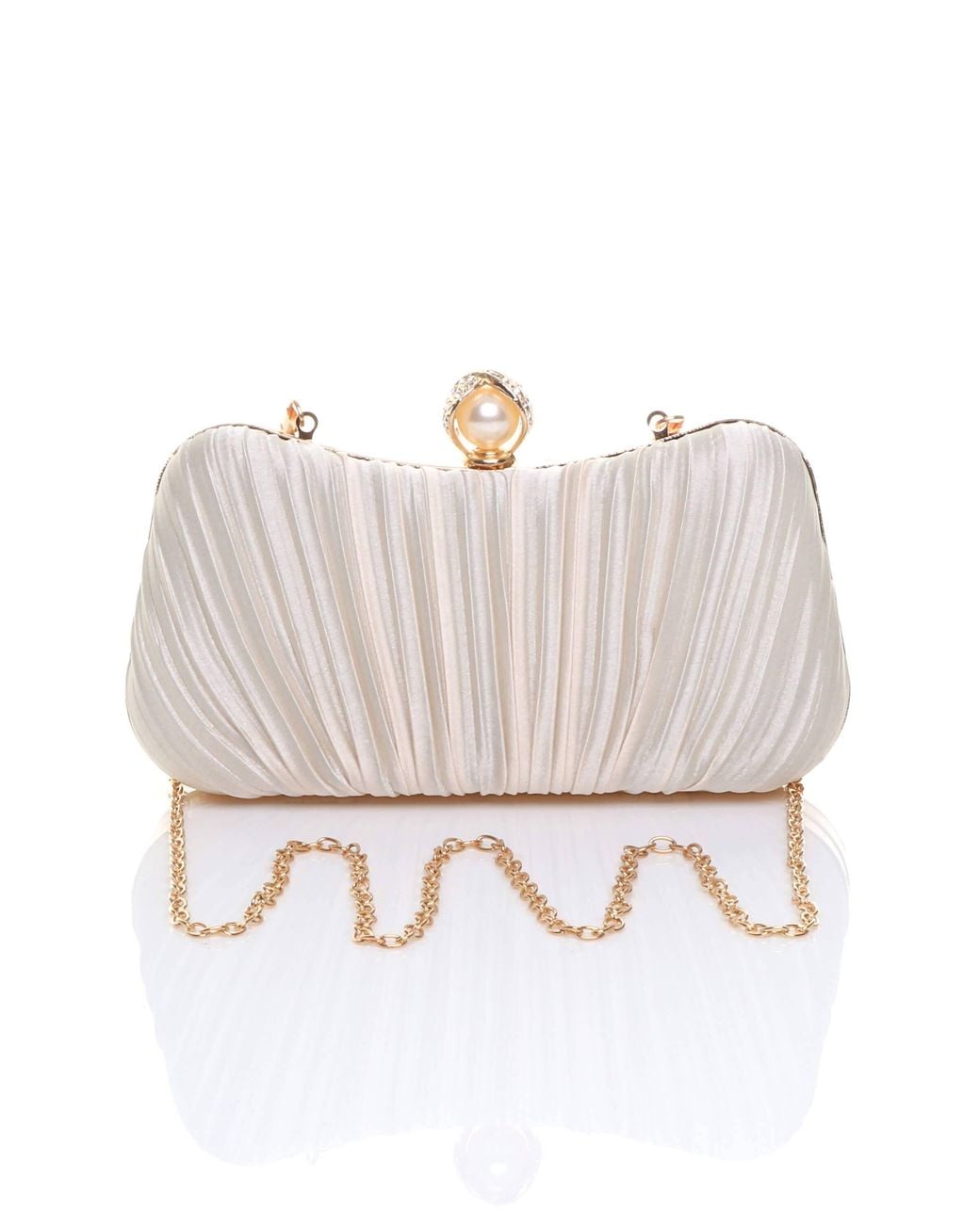 AJVANI Pink Evening Party Wedding Ruched Clutch Bag
