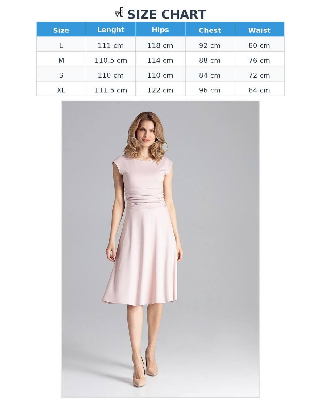 Love Lace Pink Creased Waist Flare Dress With Side Zip