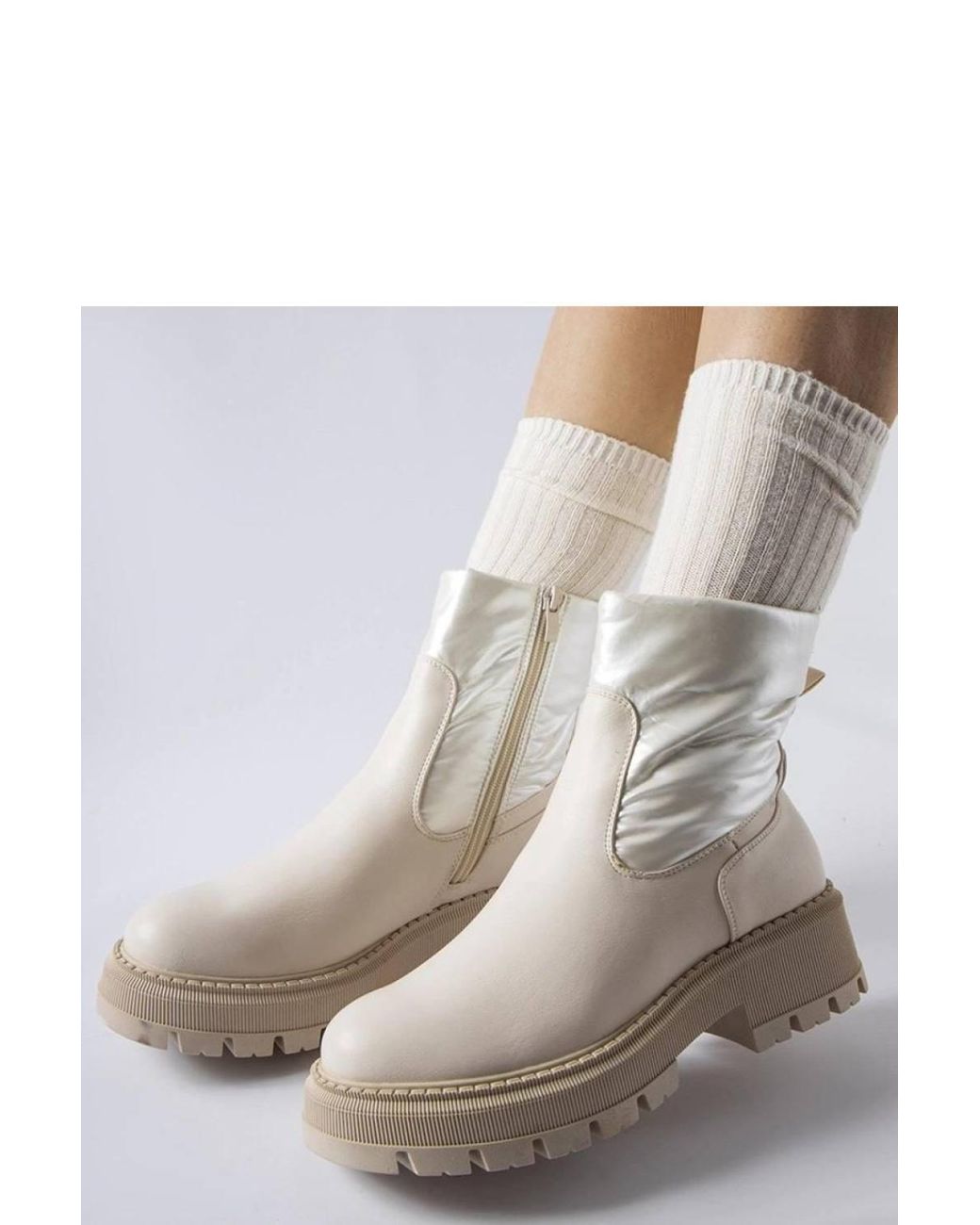 Love Lace Gray Ankle Boots With Decorative Shaft Flat Heel Zipper Comfort