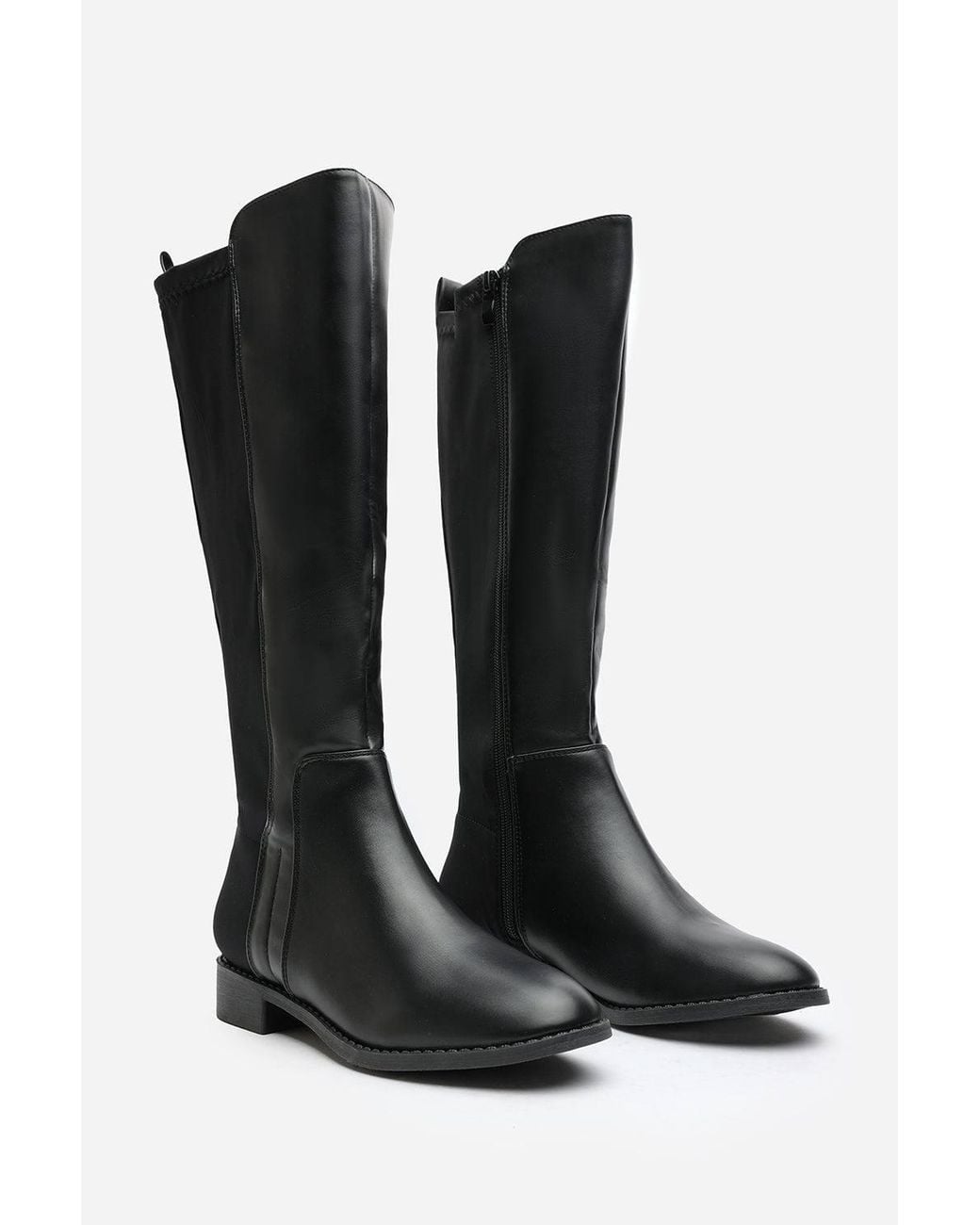 Where's That From Black 'Jirelle' Wide Calf Round Toe Knee High Boots With Side Zip Closure