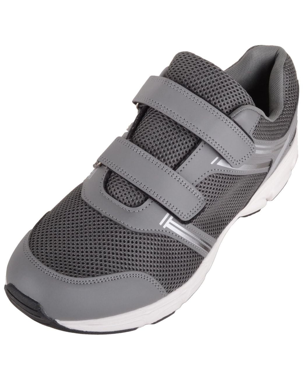 Absolute Footwear Gray Lightweight Wide Fitting Trainers, Double Touch & Close Fastening for men