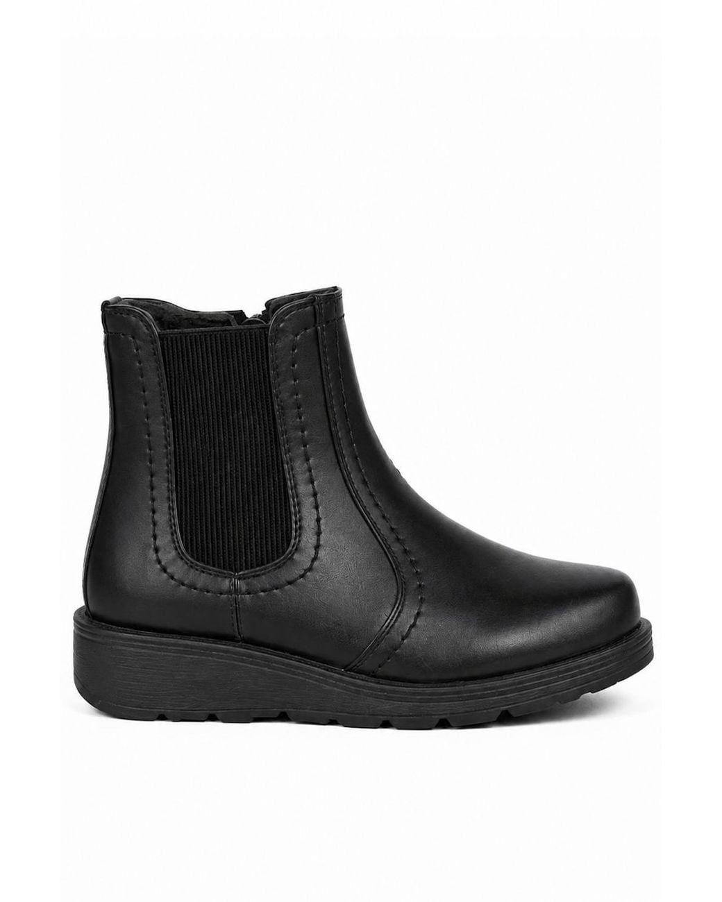 Spot on Black Extra Wide Fit Chelsea Ankle Boots With Cushioned Sole