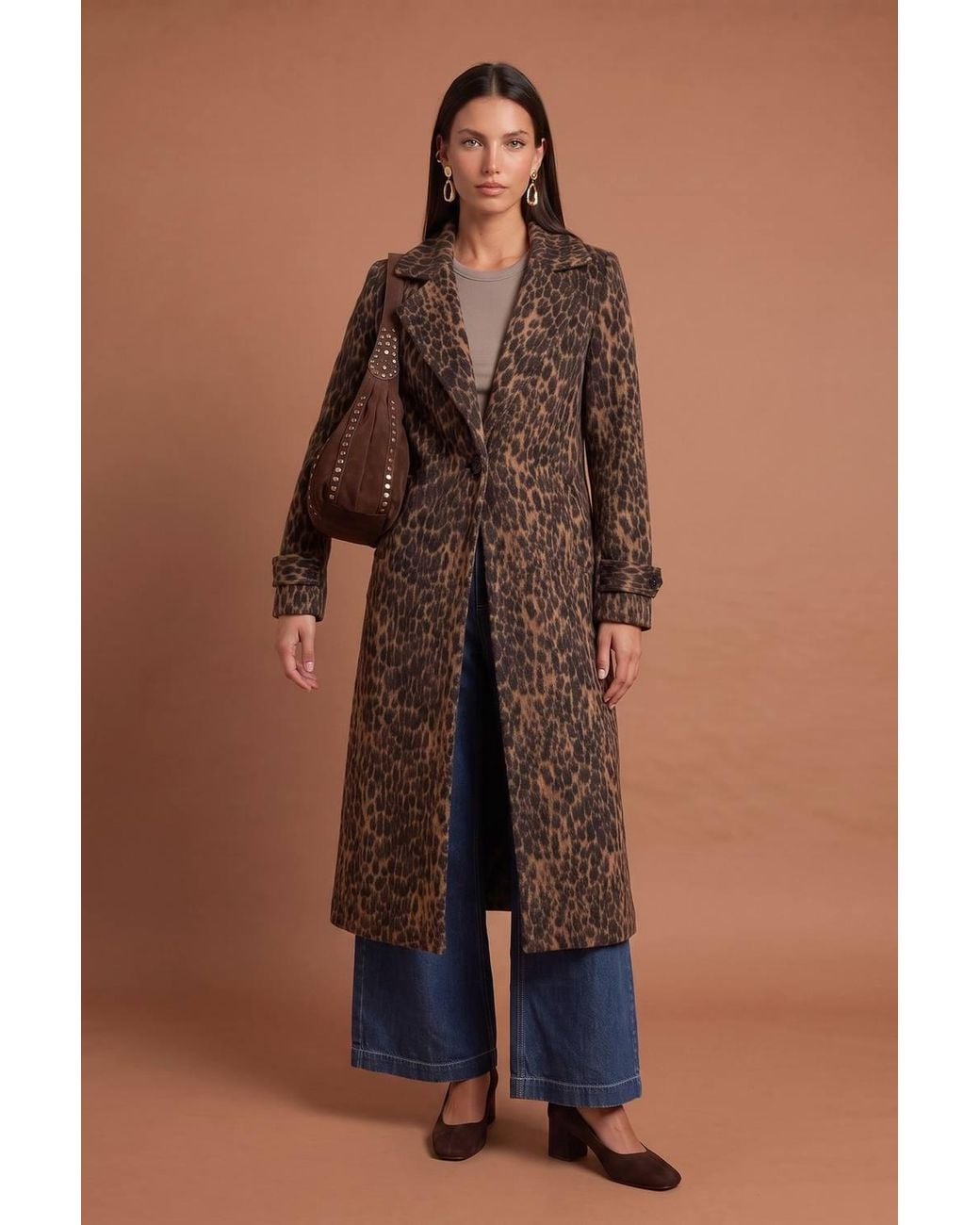 Urban Bliss Blue Petite Leopard Formal Coat