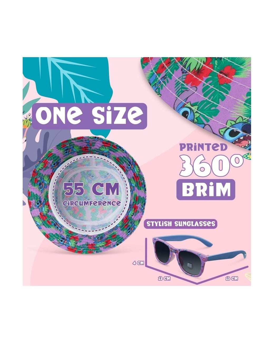 Disney Blue Stitch Set Bucket Hat & Sunglasses