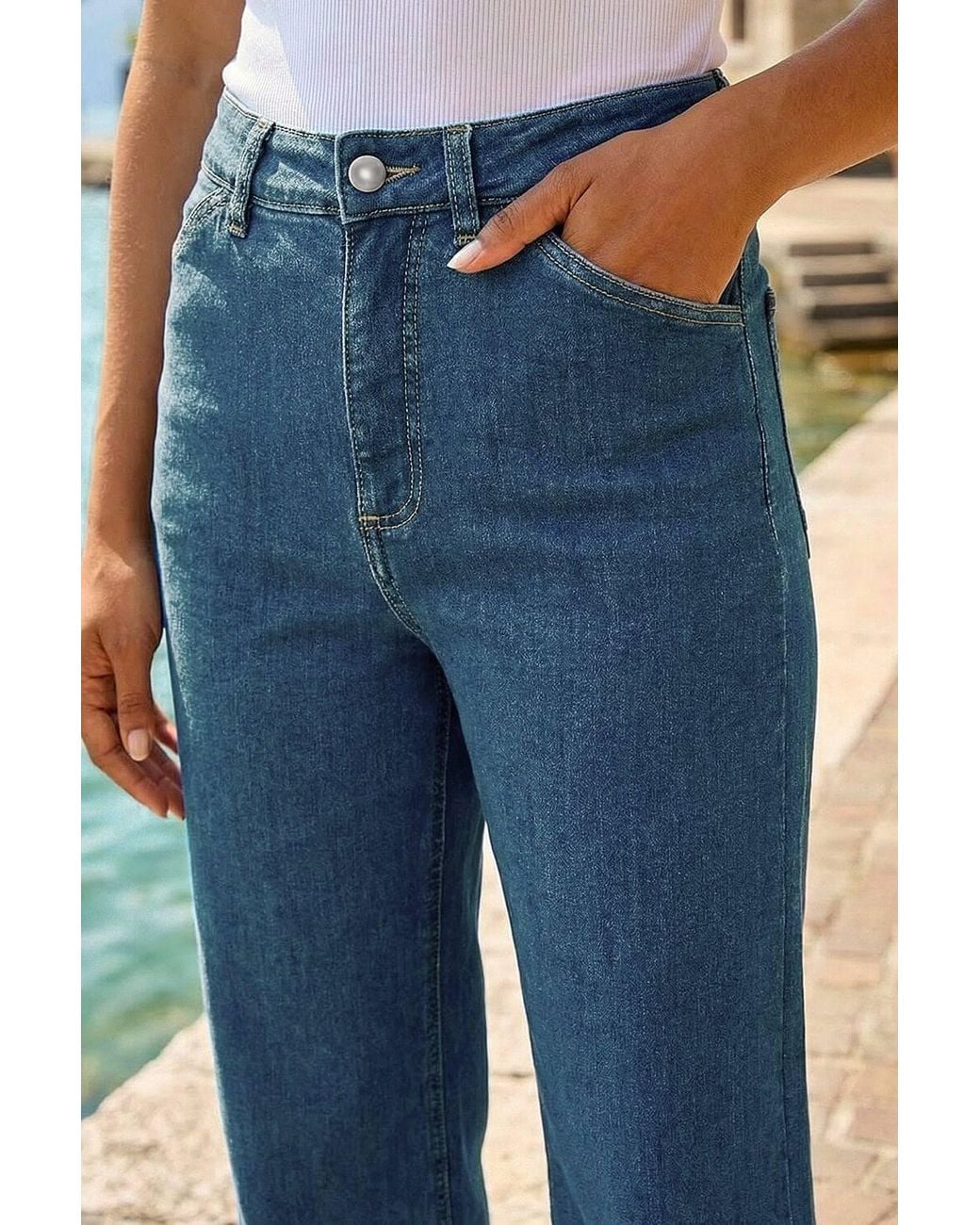 Roman Green Wide Leg Stretch Denim Cropped Culottes