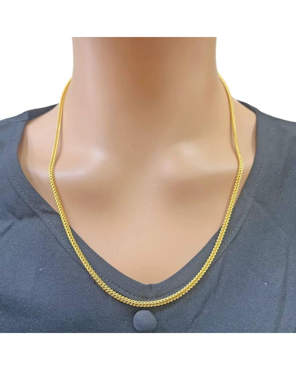 Raina Jewels Metallic 22Ct Solid Foxtail Chain Necklace 22" Inches 2.4Mm Width