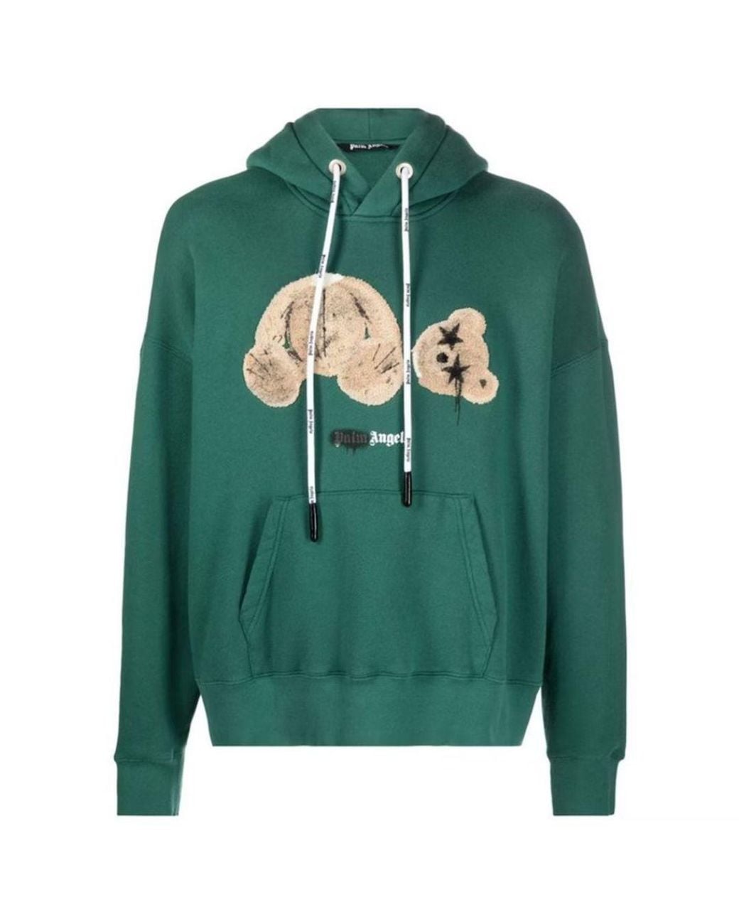 Palm Angels Green Kill The Bear Logo Forest Hoodie for men