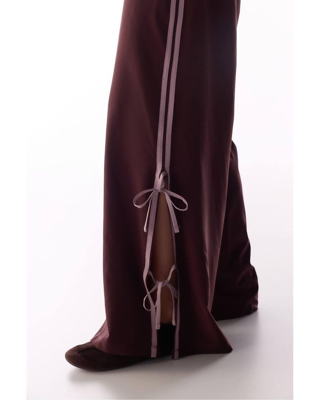 Penti Red Ribbon Detail Wide-Leg Parachute Trousers