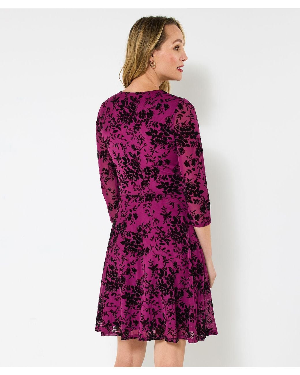 Joe Browns Purple Floral Lace Print Skater Dress
