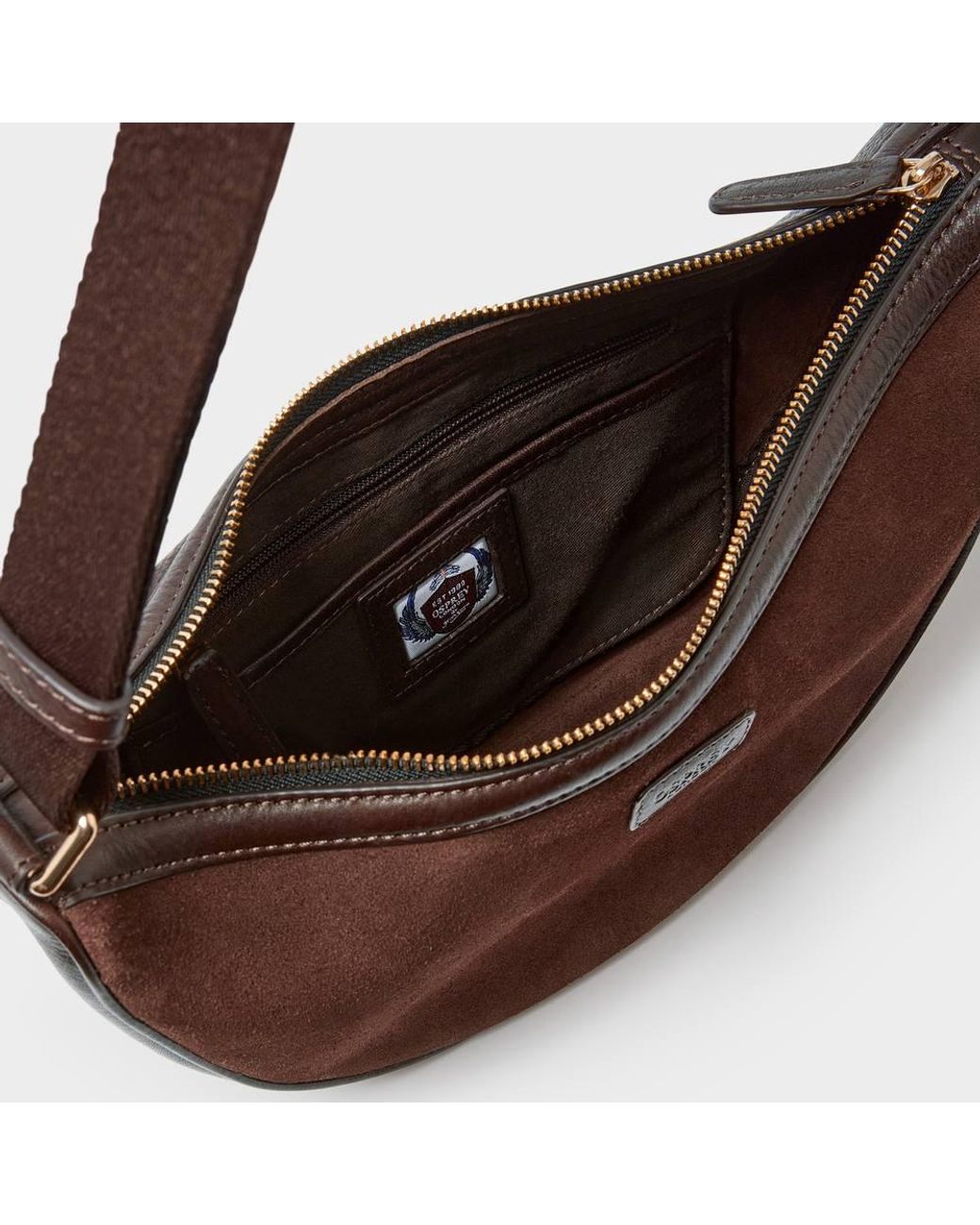 Osprey Brown The Mocha Suede Sling Bag for men