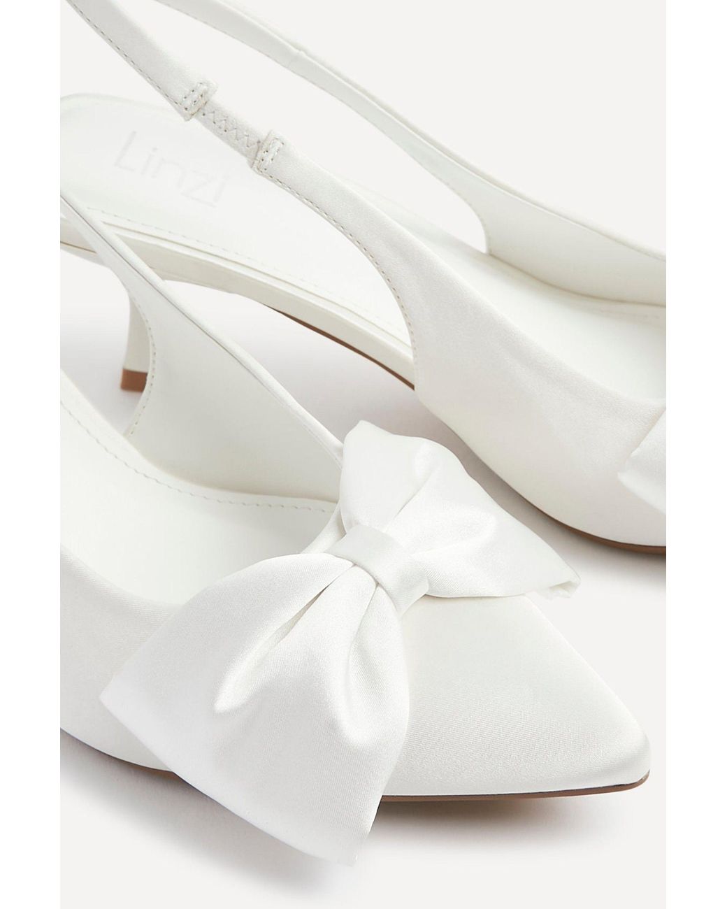 Linzi White Merlot Bridal Satin Bow Court Heels