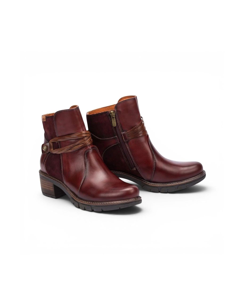 Infinity Leather Brown Pikolinos Leather Zipped Heel Ankle Boots -San Sebastia