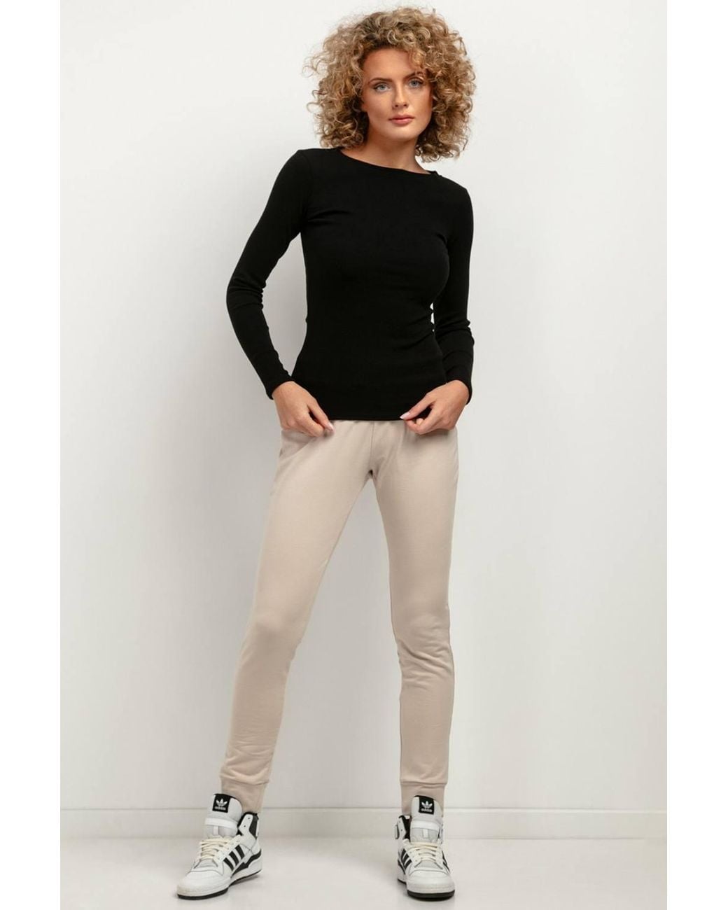Love Lace Black Ribbed Fitted Long Sleeve Blouse