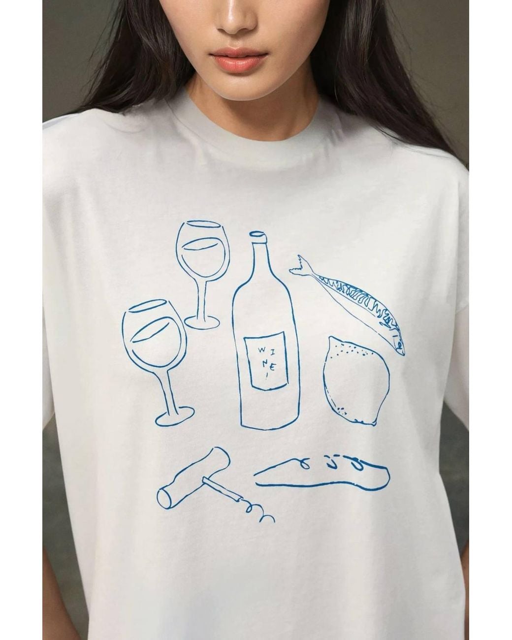 Hiccup Gray 100 Cotton Oversized Printed Crew Neck Cotton T-Shirt