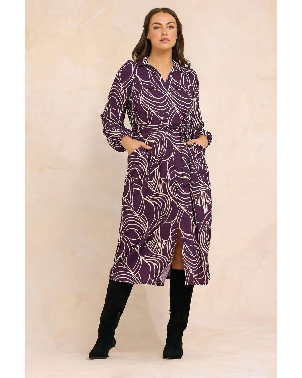 Evans Purple Printed Shirt Dress