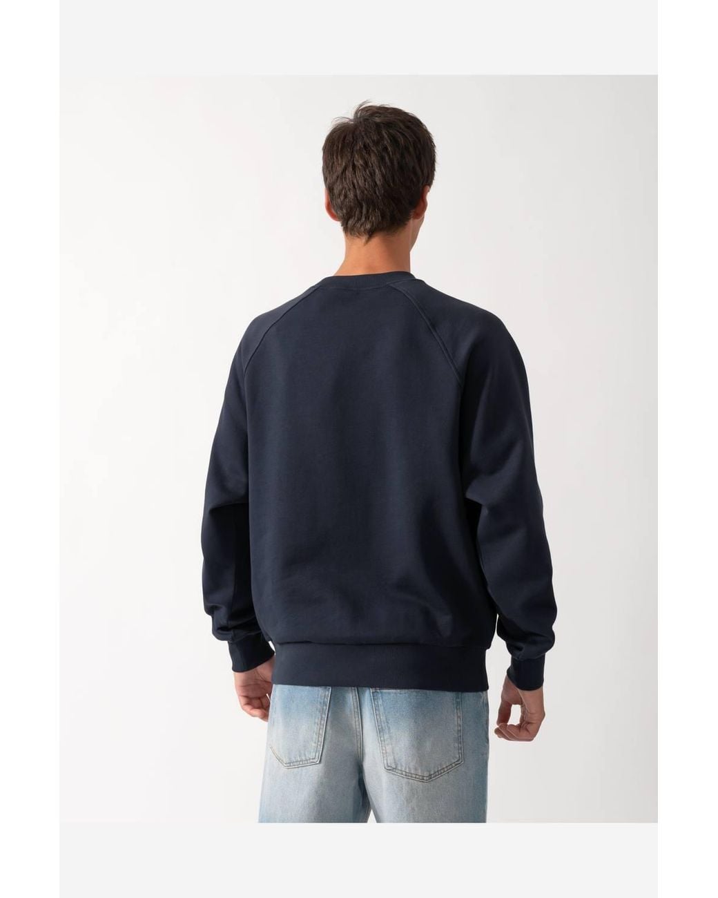 Moose Knuckles Blue Long Sleeve Crew Neck Logo Detail Relaxed Fit Sweatshirt for men