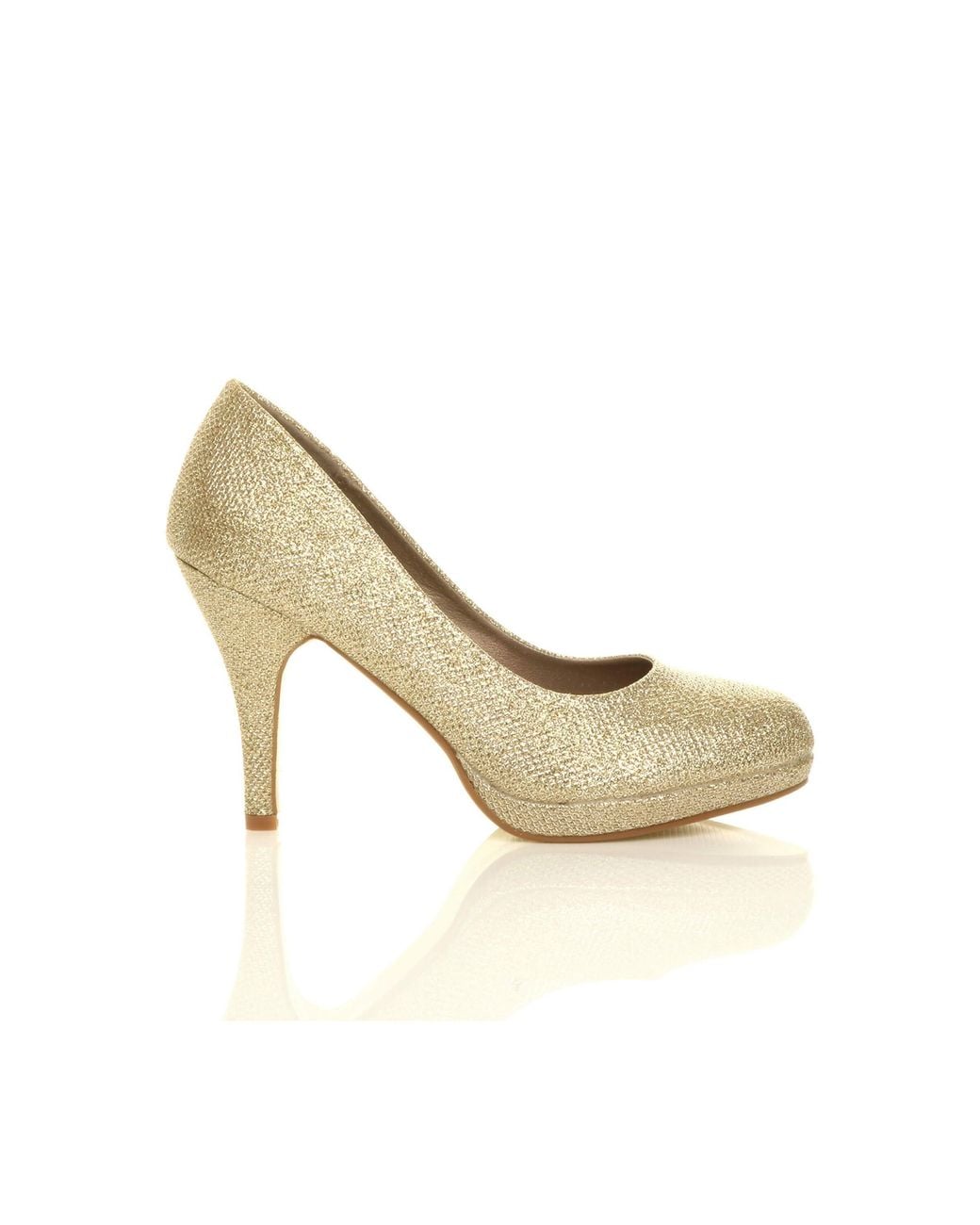 AJVANI Metallic High Heel Glitter Court Shoes