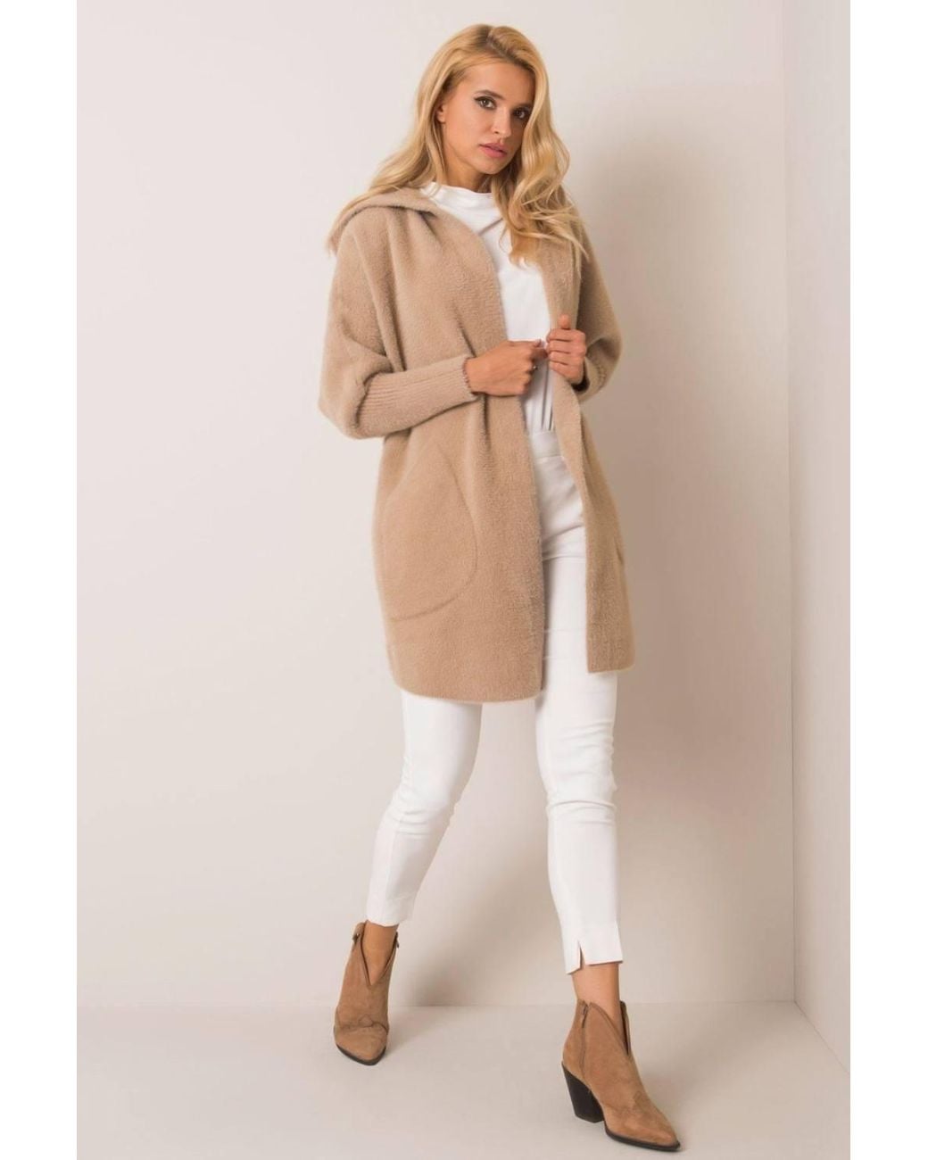 Love Lace Natural Viscose Hooded Coat With Studs