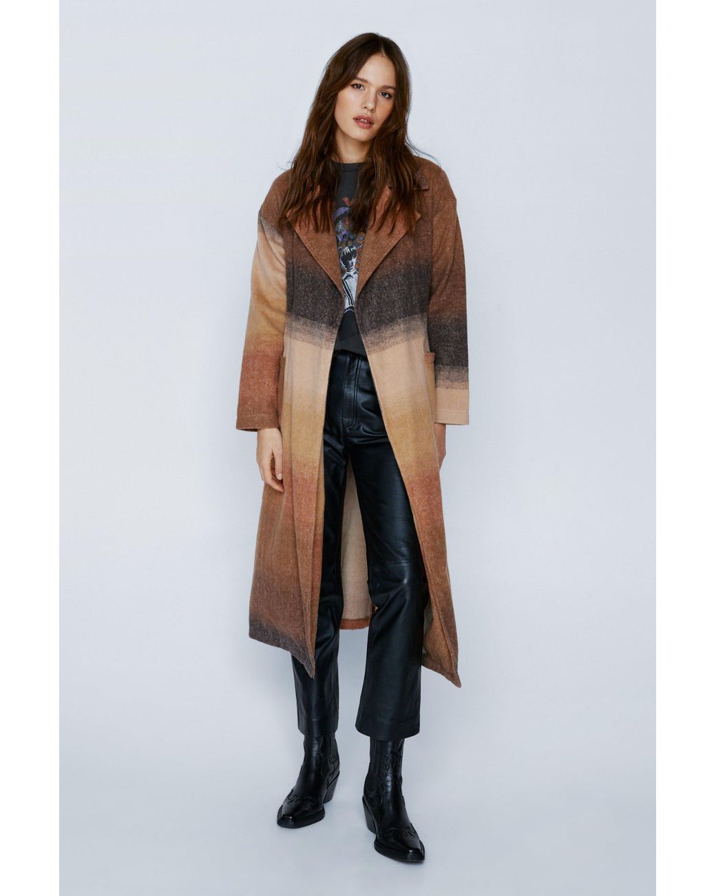 Long faux wool clearance coat