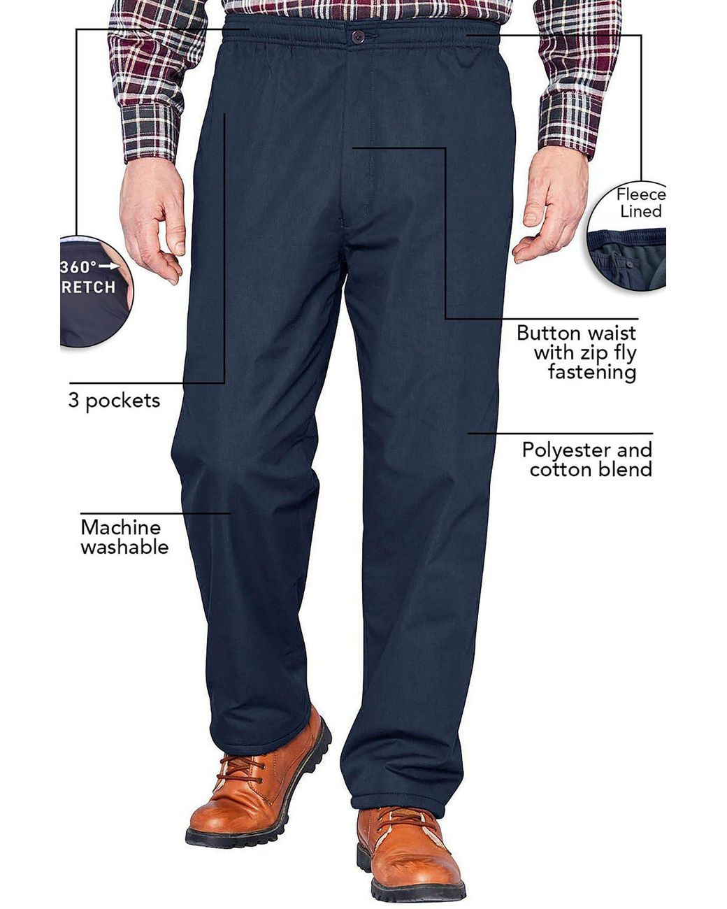 Chums Blue High-Rise Fleece Lined Leisure Trousers for men