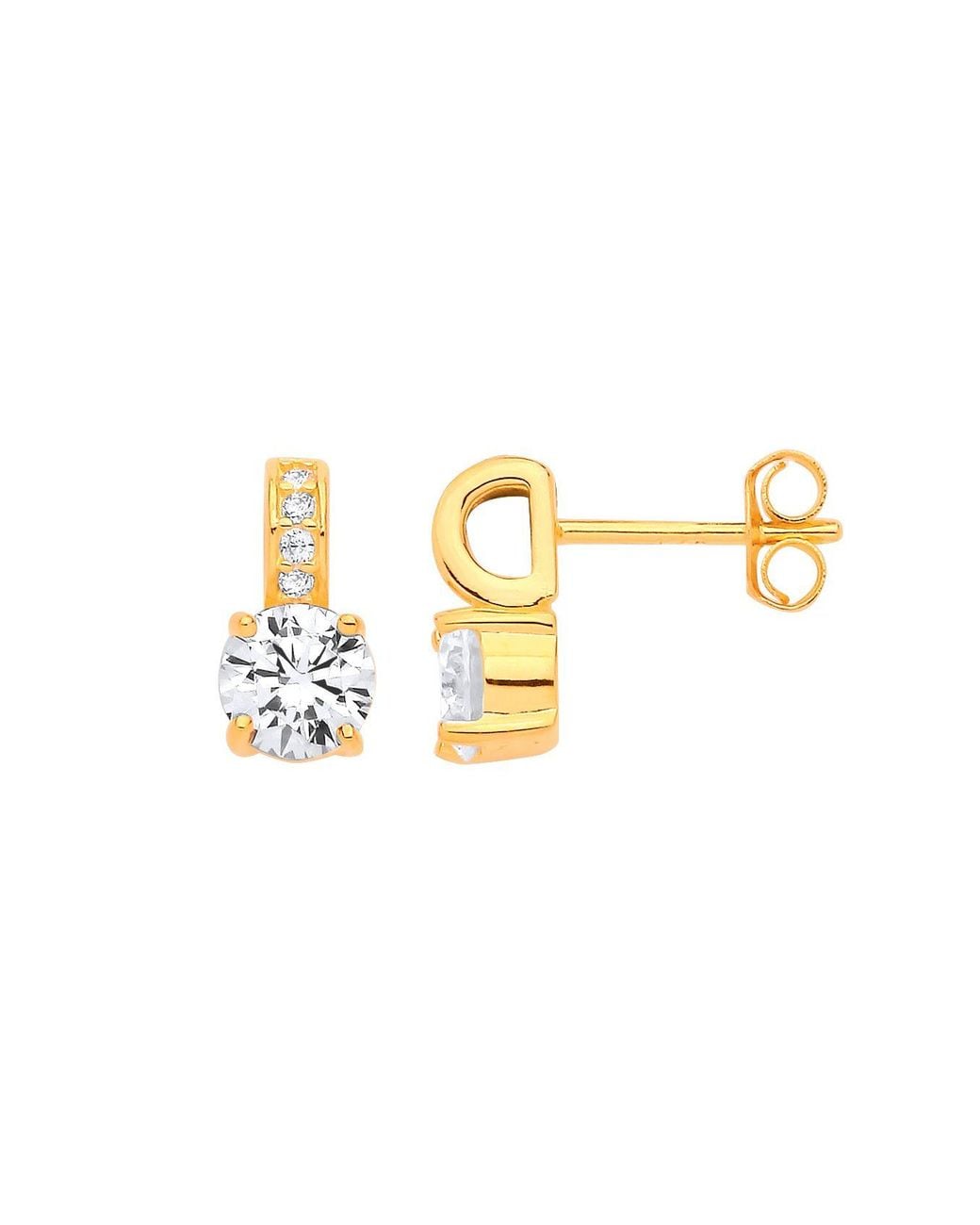 Jewelco London Metallic Plated D-Shape Cz Solitaire Drop Earrings