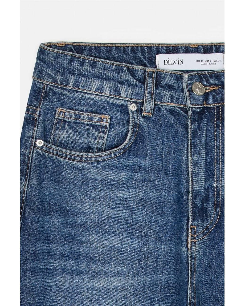Dilvin Blue High-Waist Wide-Leg Cotton Denim Jeans