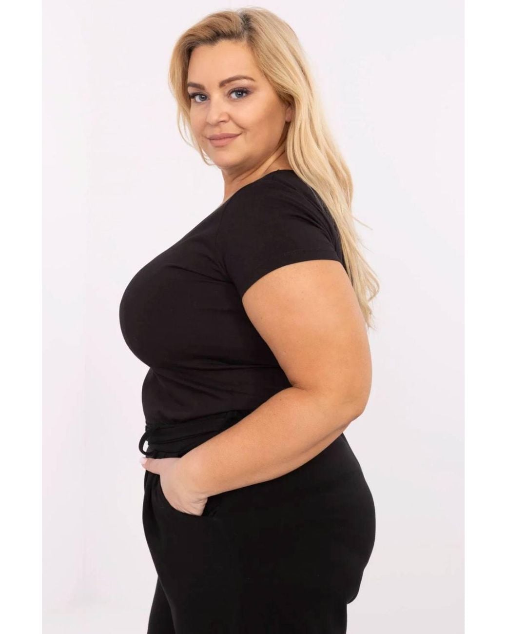 Love Lace Black Plus Size Cotton Elastane Casual T-Shirt