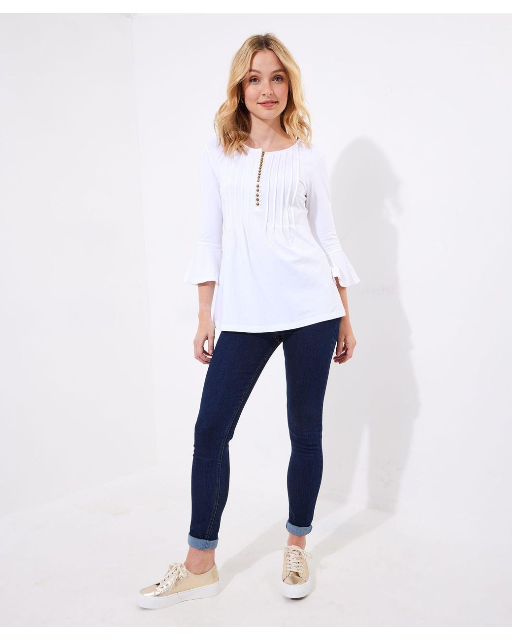Joe Browns White Longline Button Down Jersey Top