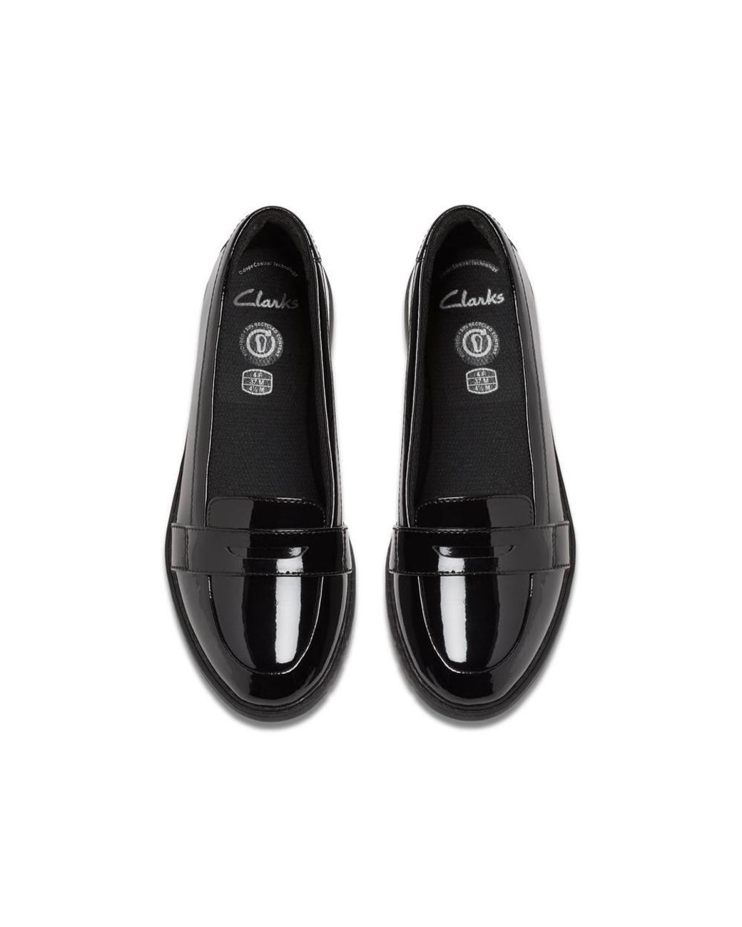 Clarks Black Scala Loafer Youth Patent Loafers, Slip Ons, School Shoes