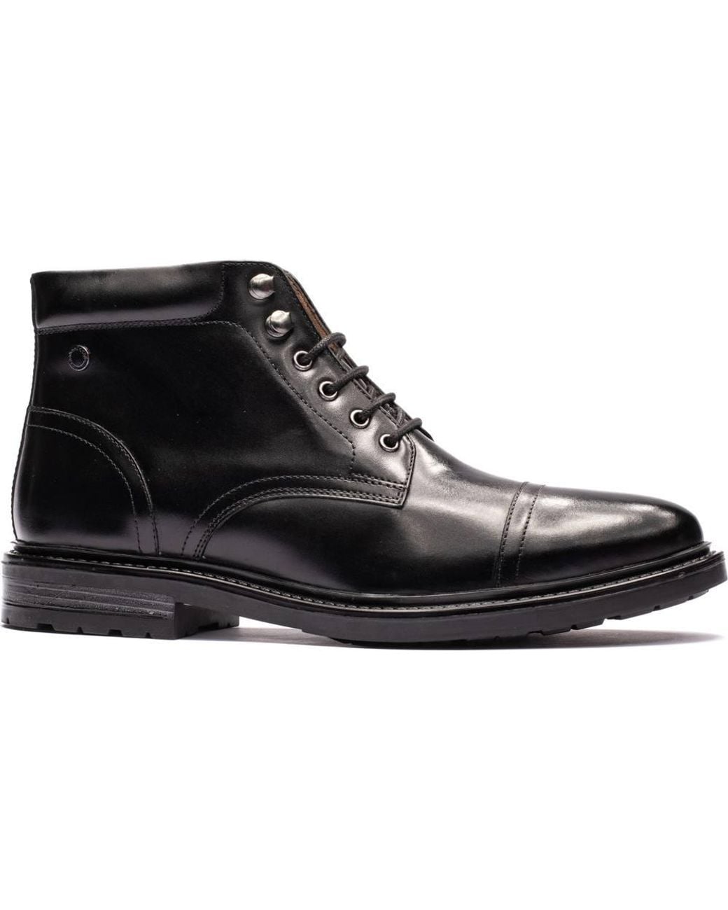 Base London Black Foster Toe Cap Boot for men