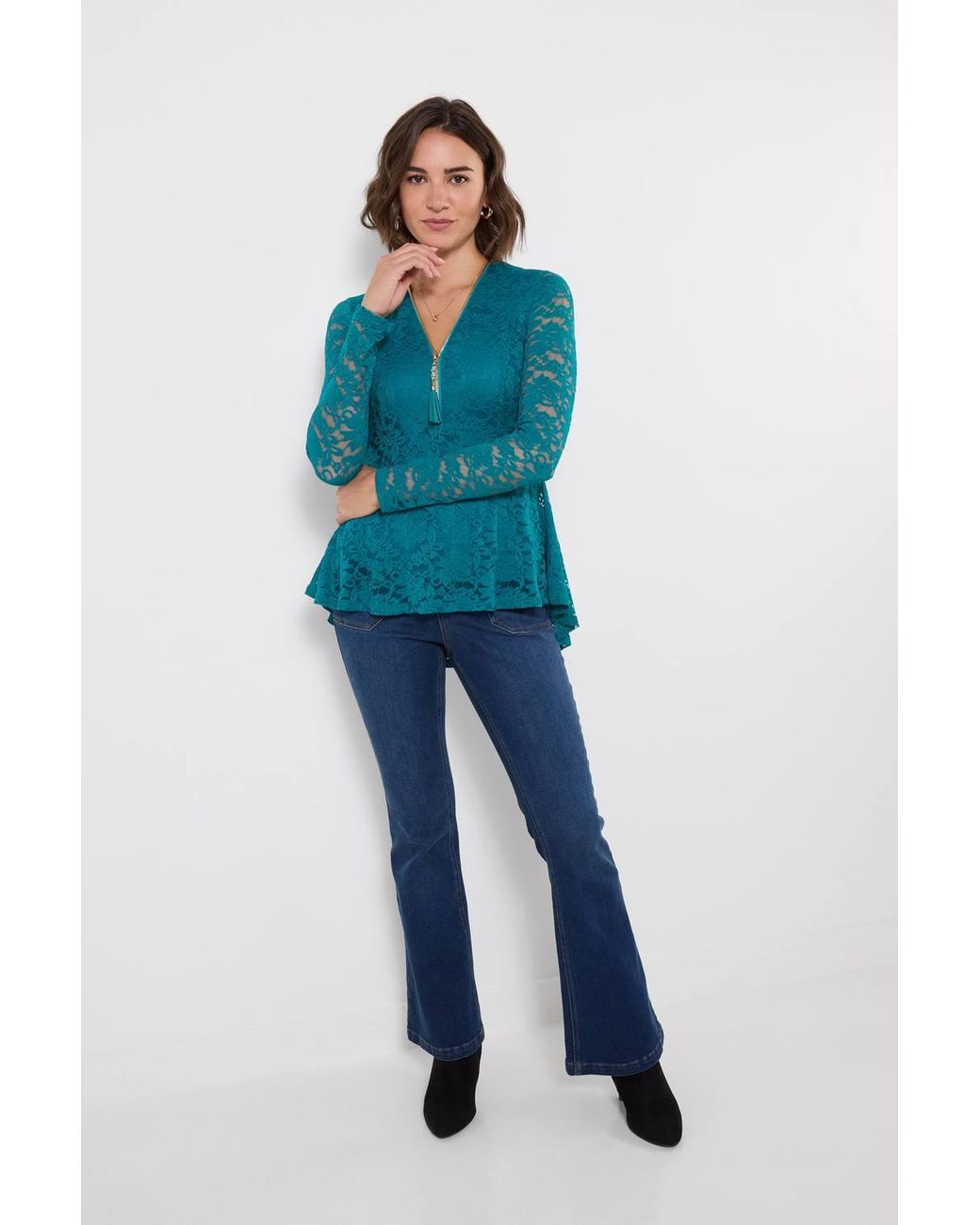 Joe Browns Blue Loretta Lace Zip Top